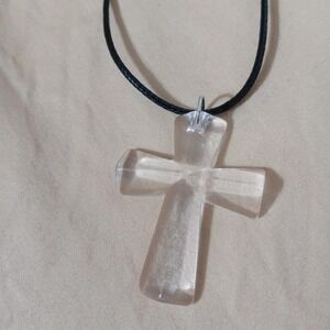 Crystal Natural Stone clear transparent cross necklace